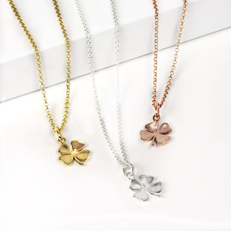 4 Leaf Clover Necklace
 lucky silver or gold four leaf clover necklace by hersey