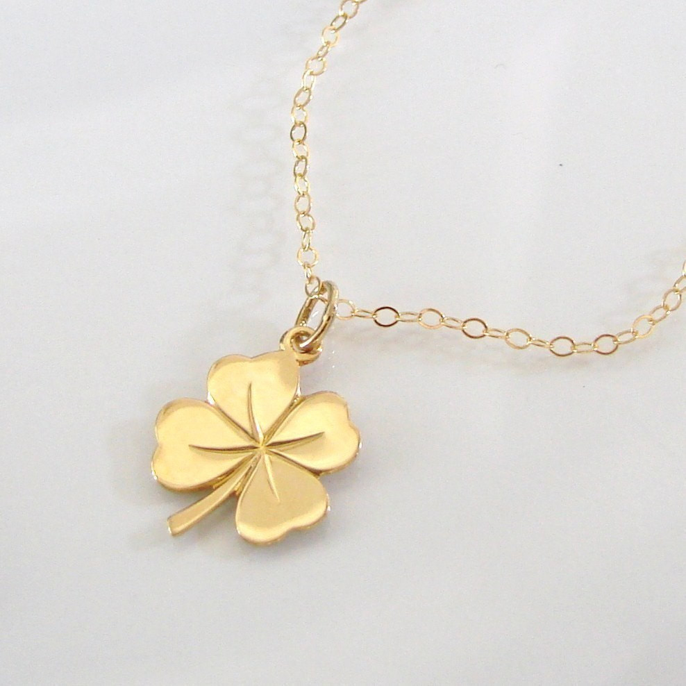 4 Leaf Clover Necklace
 Four Leaf Clover Necklace 14K SOLID GOLD Lucky Charm Sarah