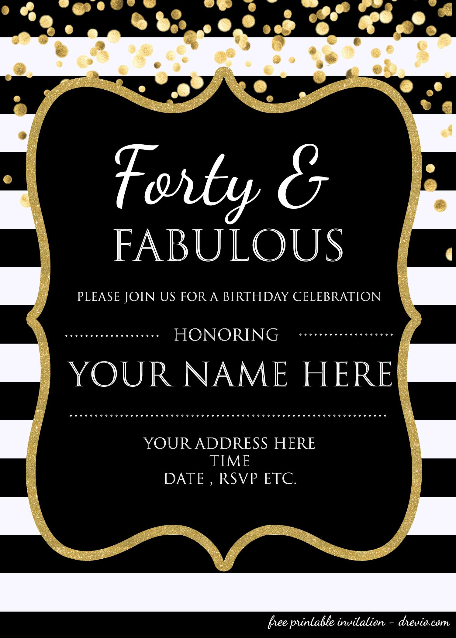 40 Birthday Invitations
 Forty & Fabulous 40th Birthday Invitation Template PSD
