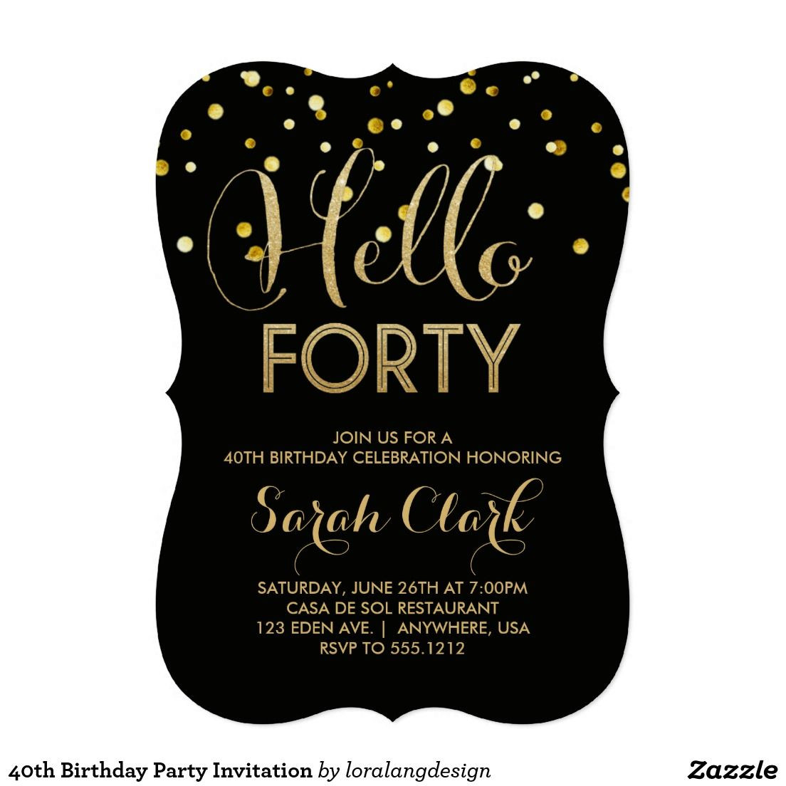 40 Birthday Invitations
 40th Birthday Party 5x7 Invitations Artwork designed by