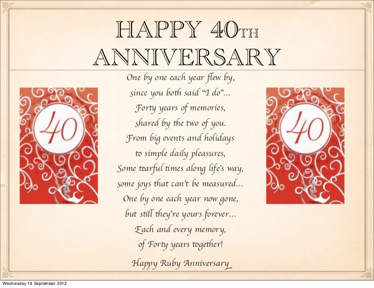 40Th Anniversary Quotes
 Happy 40th Anniversary Quotes QuotesGram