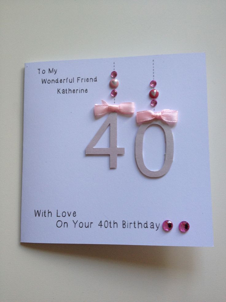 40Th Birthday Gift Ideas For Friend
 Handmade 40th birthday card for friend cards