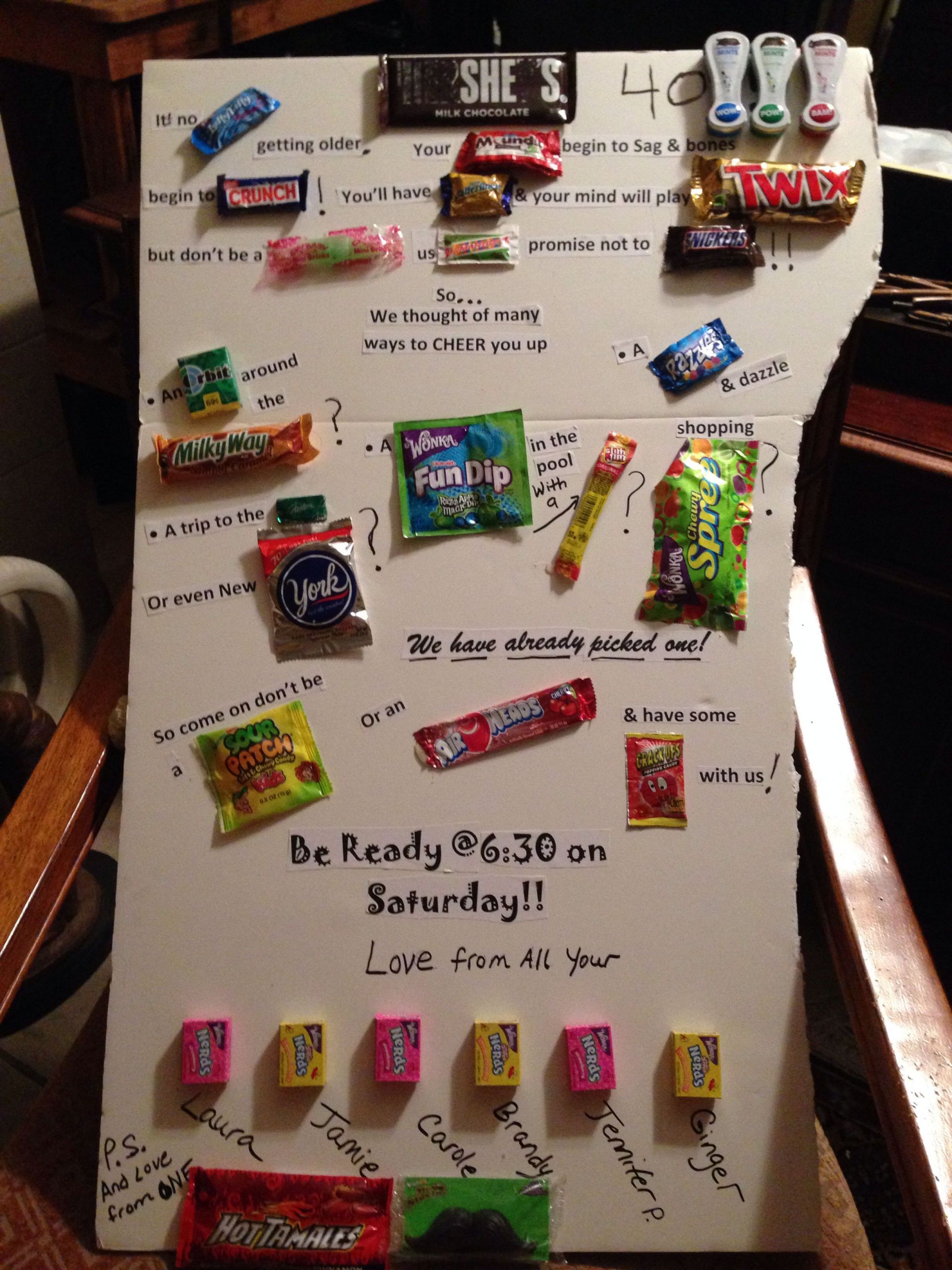 40Th Birthday Gift Ideas For Friend
 Candy bar sayings Friends 40th birthday
