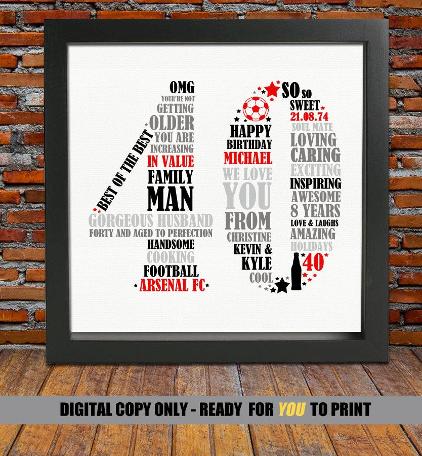 40th Birthday Gifts
 Personalized 40th Birthday Gift for Him 40th birthday 40th