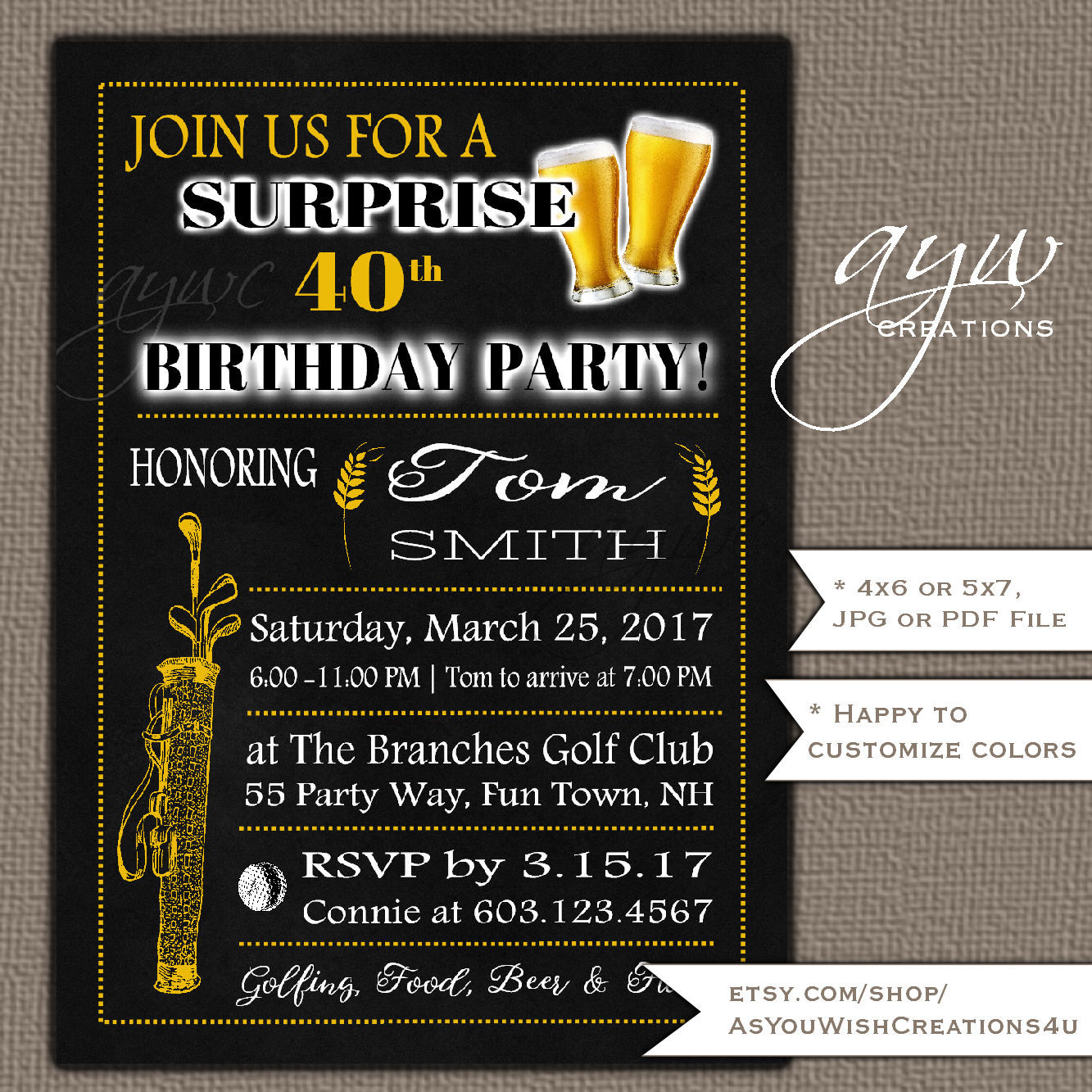 40th Birthday Invitations For Men
 40th Birthday Party Invitation for Men s Birthday Party