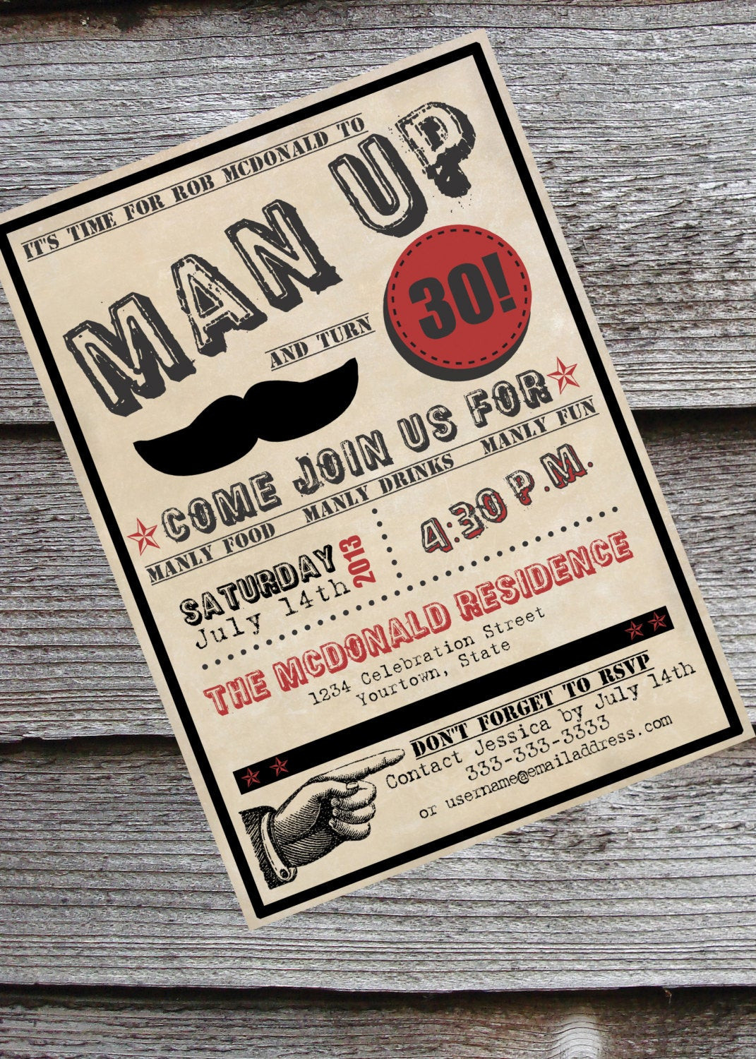 40th Birthday Invitations For Men
 Man Up guy s 30th or 40th birthday by NeverStopCelebrating