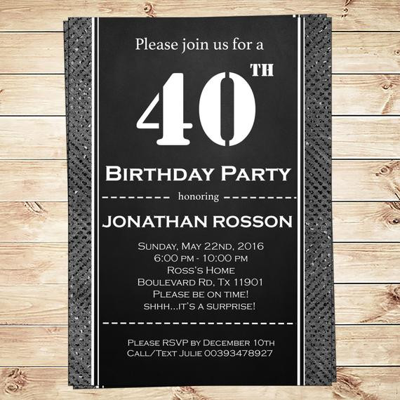 40th Birthday Invitations For Men
 Men s surprise birthday party invitations Instant Download