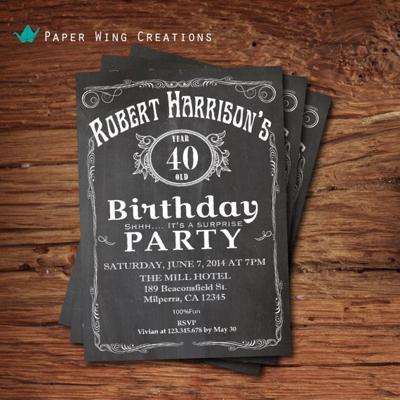 40th Birthday Invitations For Men
 40th Birthday Invitation for men by ThePaperWingCreation