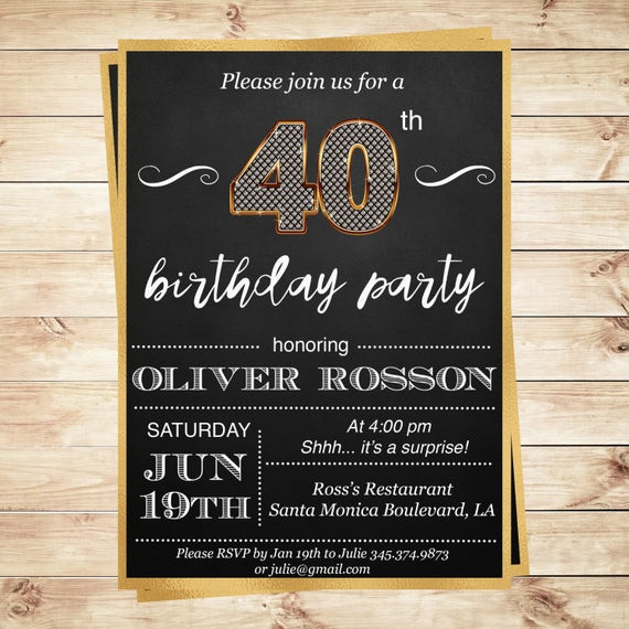 40th Birthday Invitations For Men
 Items similar to 40th surprise party invitations for men