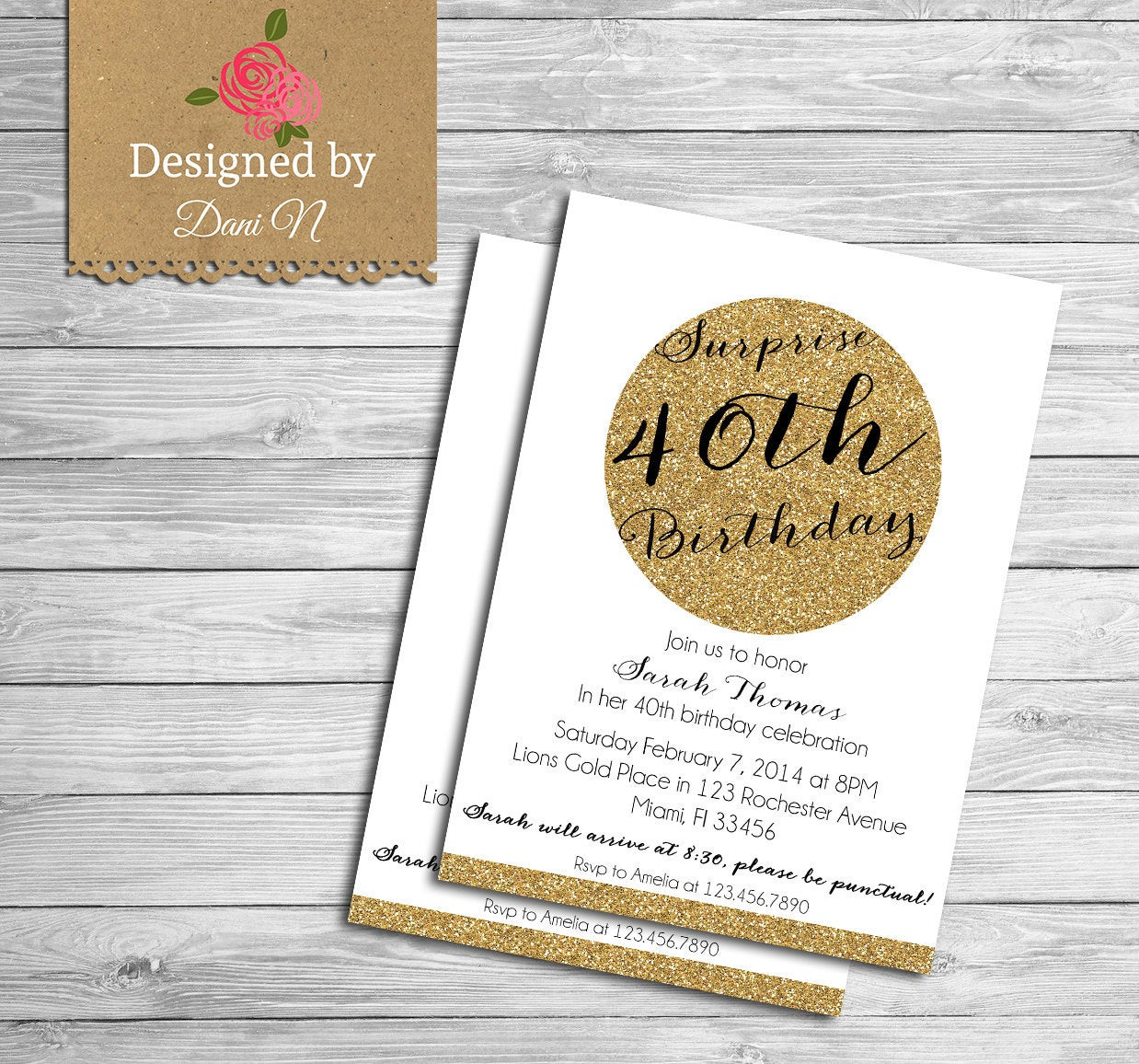 40th Surprise Birthday Invitations
 Surprise Birthday INVITATION 40th birthday invite adult