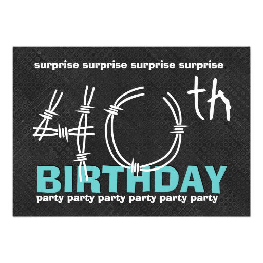 40th Surprise Birthday Invitations
 40th SURPRISE Birthday Party Blue Black C341 5x7 Paper