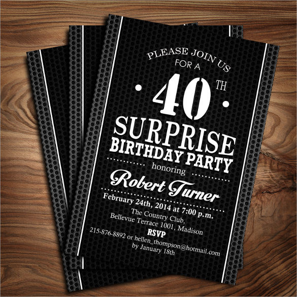 40th Surprise Birthday Invitations
 26 40th Birthday Invitation Templates – PSD AI