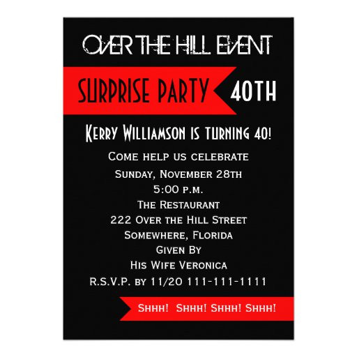40th Surprise Birthday Invitations
 Surprise 40th Birthday Party Invitation 5" X 7" Invitation