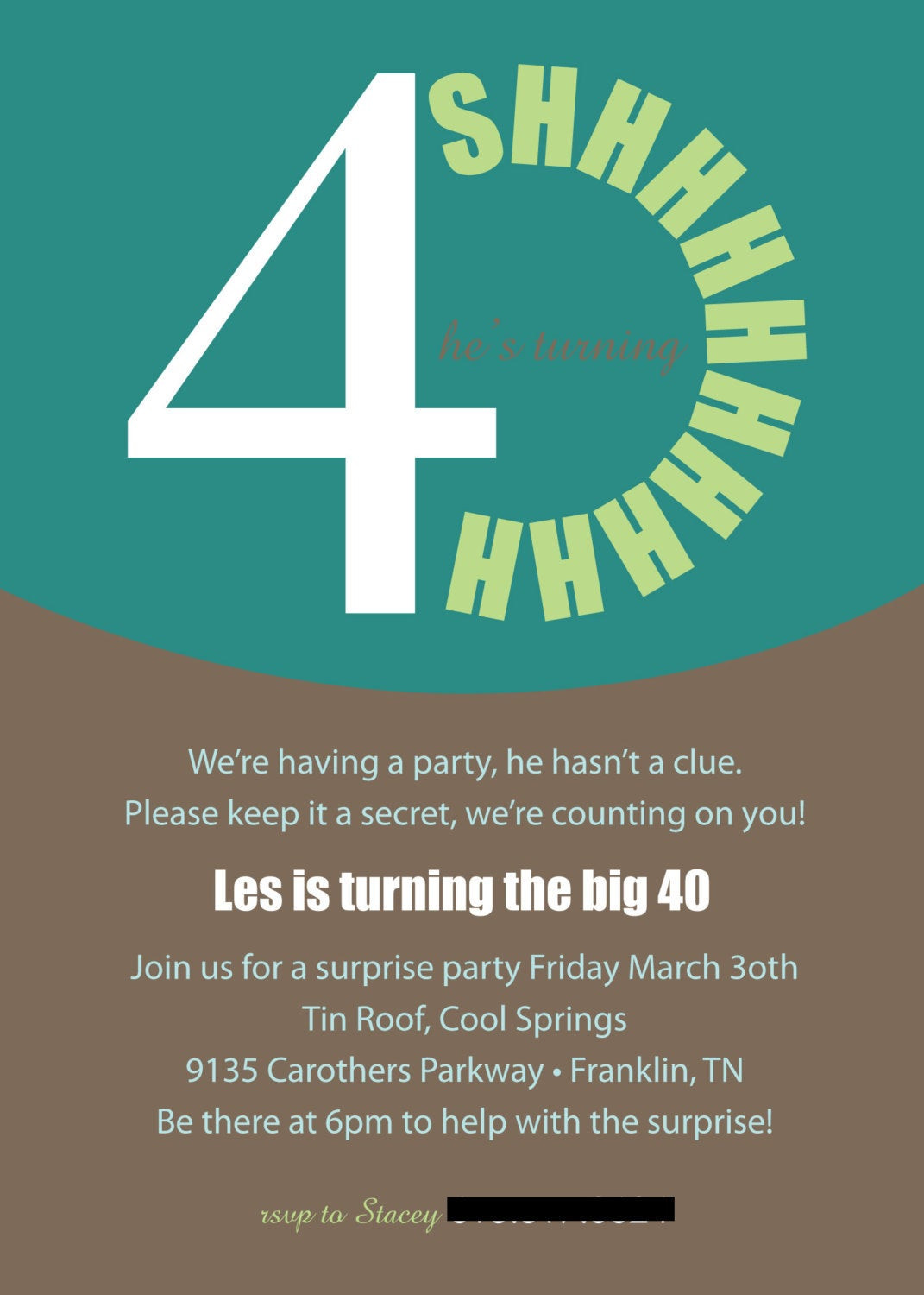 40th Surprise Birthday Invitations
 Printable or Emailable 40th Surprise Birthday Party Invitation
