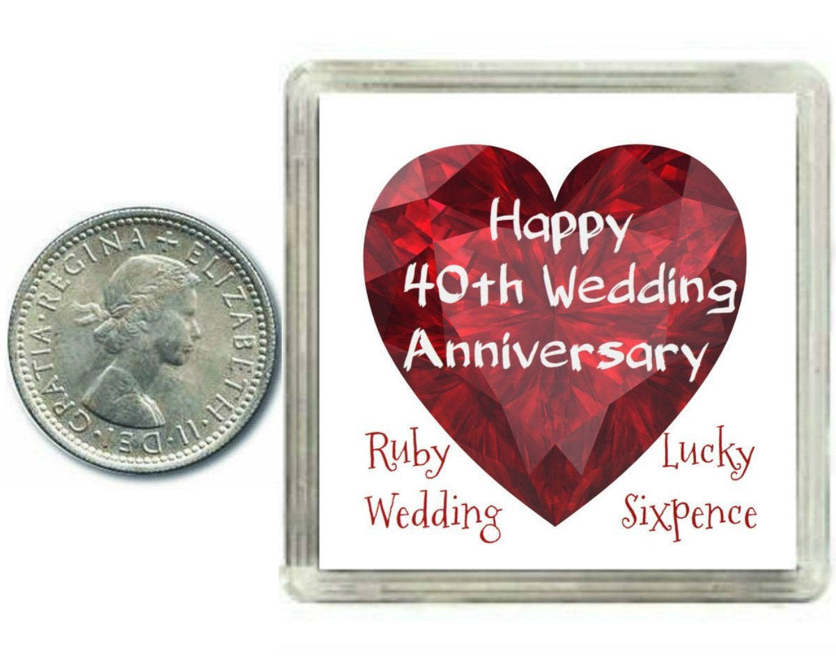 40th Wedding Anniversary Traditional Gift
 Lucky Silver Sixpence Coin 40th Ruby Wedding Anniversary