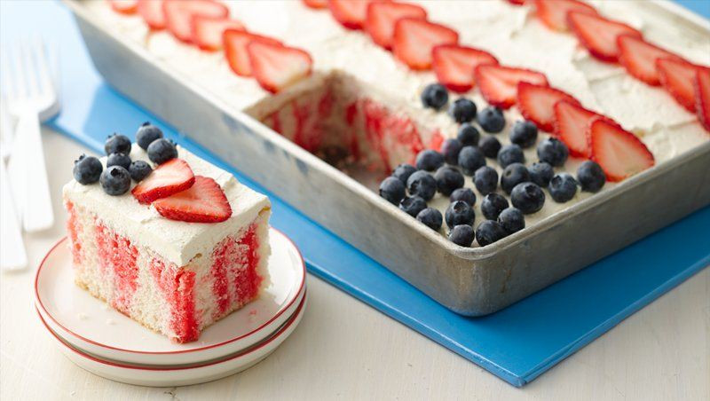 4Th Of July Poke Cake
 Red White and Blue Poke Cake recipe from Betty Crocker