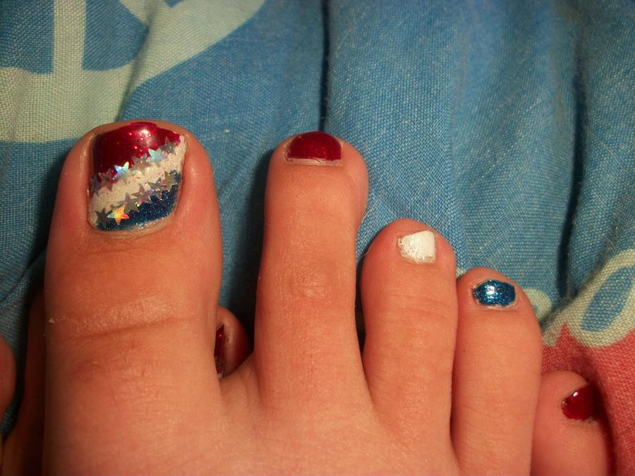 4th Of July Toe Nail Art
 Fourth July Toe Nails by QueenAlice Awesome on DeviantArt