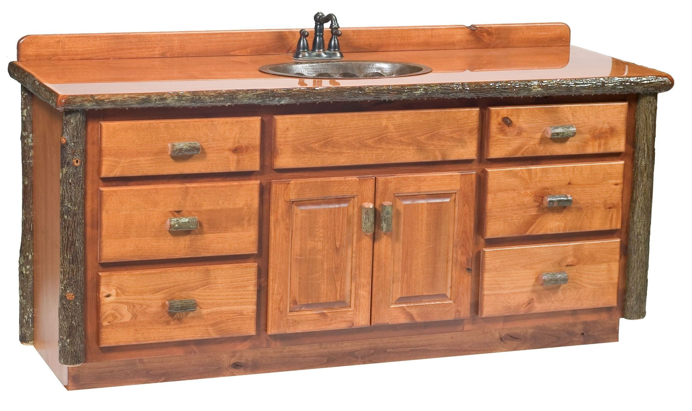 5 Foot Bathroom Vanity
 Hickory 72" Sink Center Vanity with top from Fireside