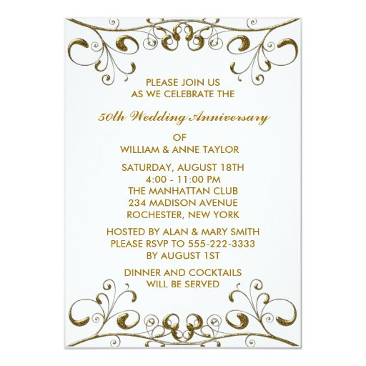 50 Wedding Anniversary Invitations
 Gold Swirls 50th Wedding Anniversary Invitations