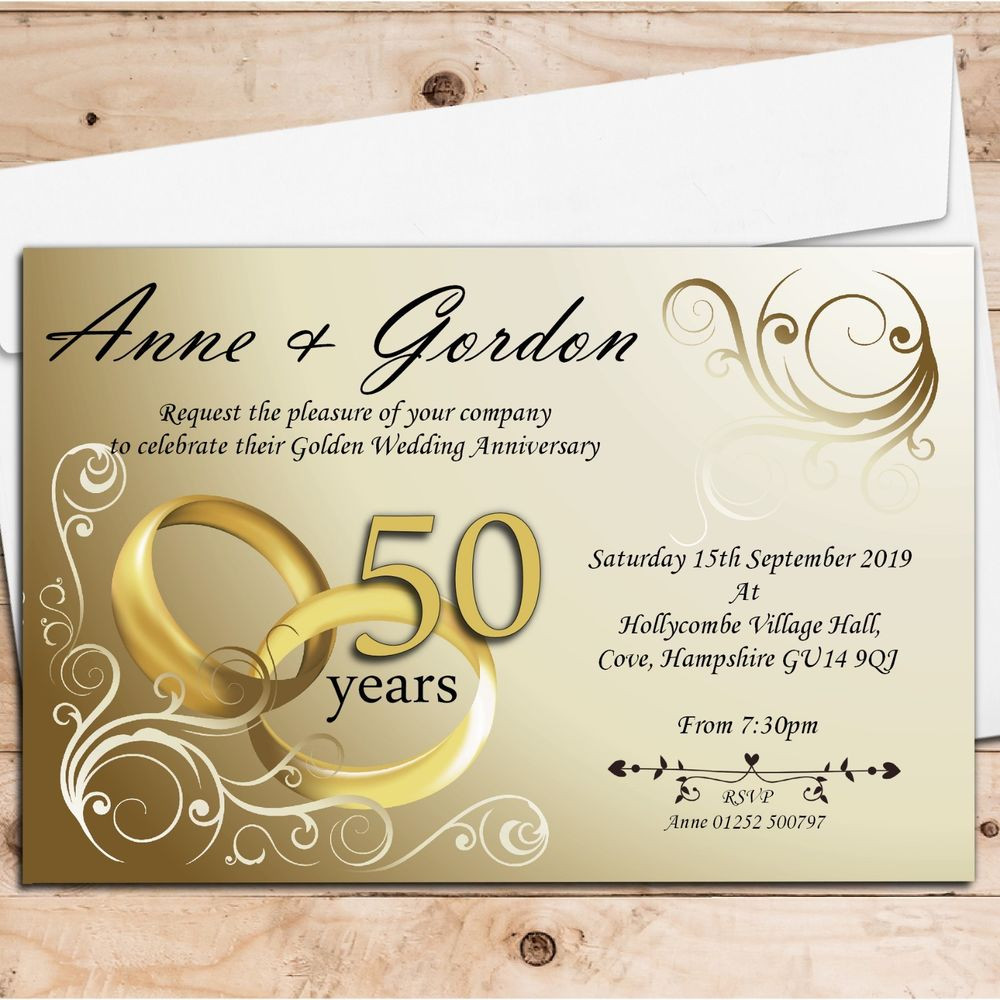 50 Wedding Anniversary Invitations
 50 Personalised Golden 50th Wedding Anniversary