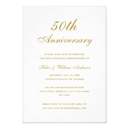 50 Wedding Anniversary Invitations
 Elegant Gold 50th Wedding Anniversary Invitations