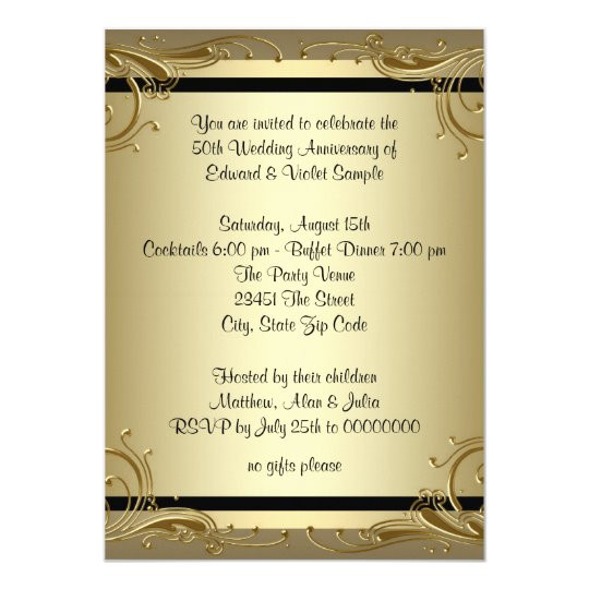 50 Wedding Anniversary Invitations
 Elegant Gold 50th Wedding Anniversary Party Card