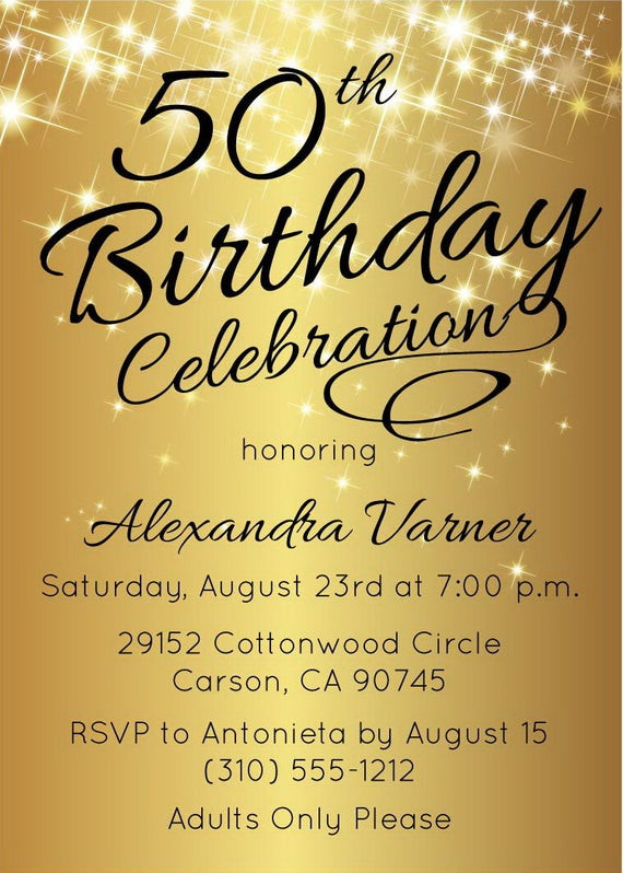 50th Birthday Party Invitation Template
 50th Birthday Invitation Printable Gold Stars Surprise 50th