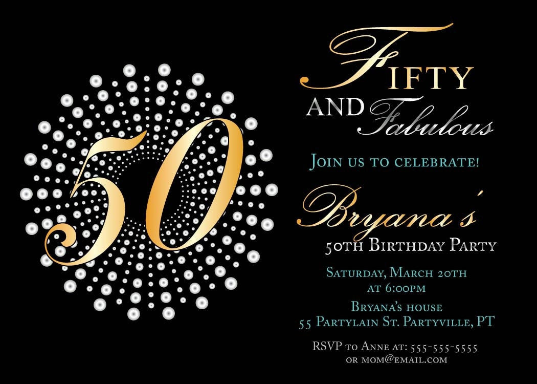 50th Birthday Party Invitation Template
 Fifty and fabulous birthday invitations by sassyphotocreations