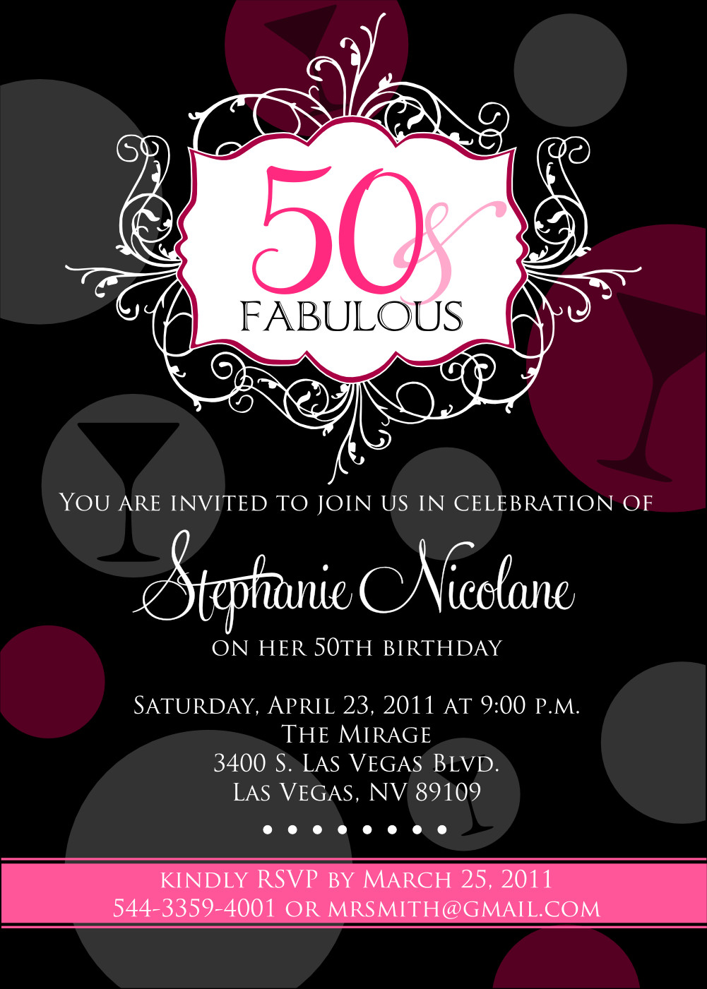 50th Birthday Party Invitation Template
 Signatures by Sarah Fabulous 50th birthday party