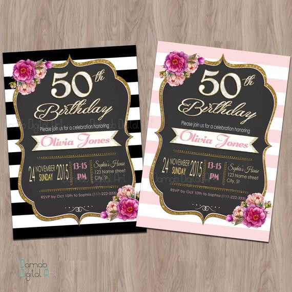 50th Birthday Party Invitations Ideas
 50th Birthday Invitation 50th Birthday Invitation for Women