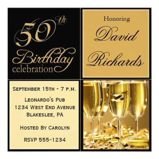 50th Birthday Party Invitations Ideas
 Elegant 50th Birthday Party Invitations 5 25" Square