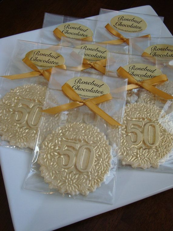 50th Wedding Anniversary Party Favors
 12 Vanilla White Chocolate Number 50 Fiftieth Fifty