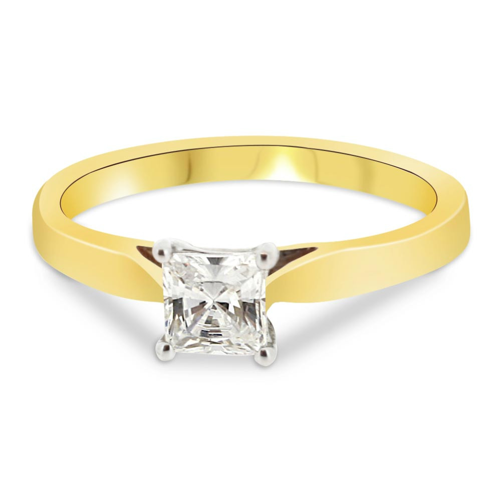 5ct Diamond Engagement Rings
 18ct Yellow Gold Princess Cut 0 5ct Solitaire Diamond