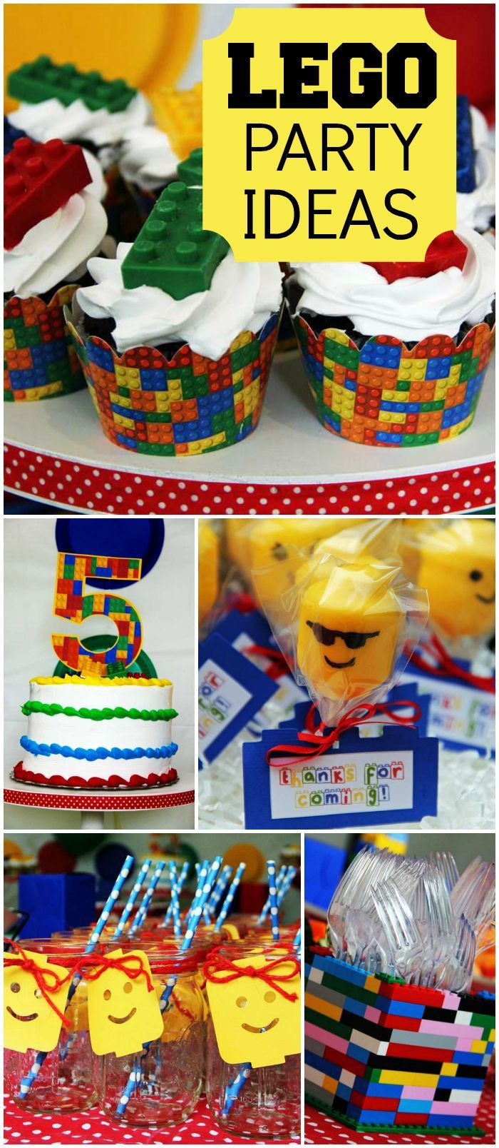 5Th Birthday Party Ideas Boy
 Lego inspired 5th Birthday Birthday "It s A Block Party