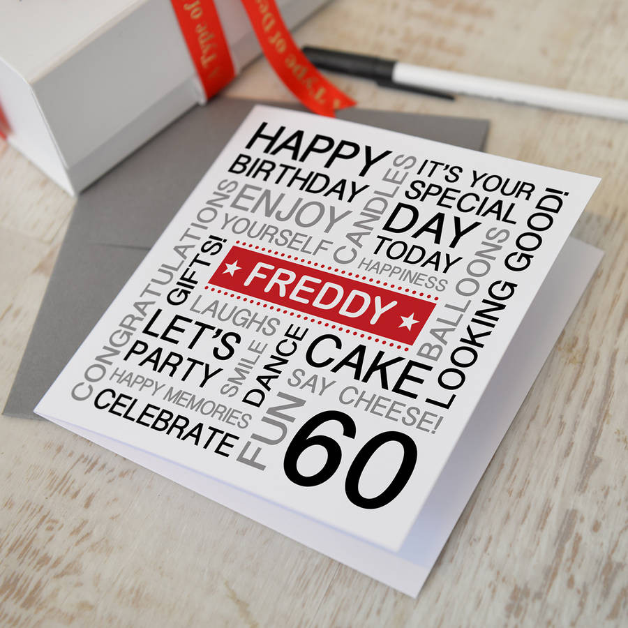 60th Birthday Card
 personalised 60th birthday card by a type of design