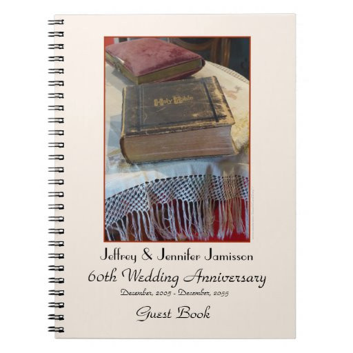 60th Wedding Anniversary Guest Book
 60th Anniversary Party Guest Book Vintage Bible Notebook