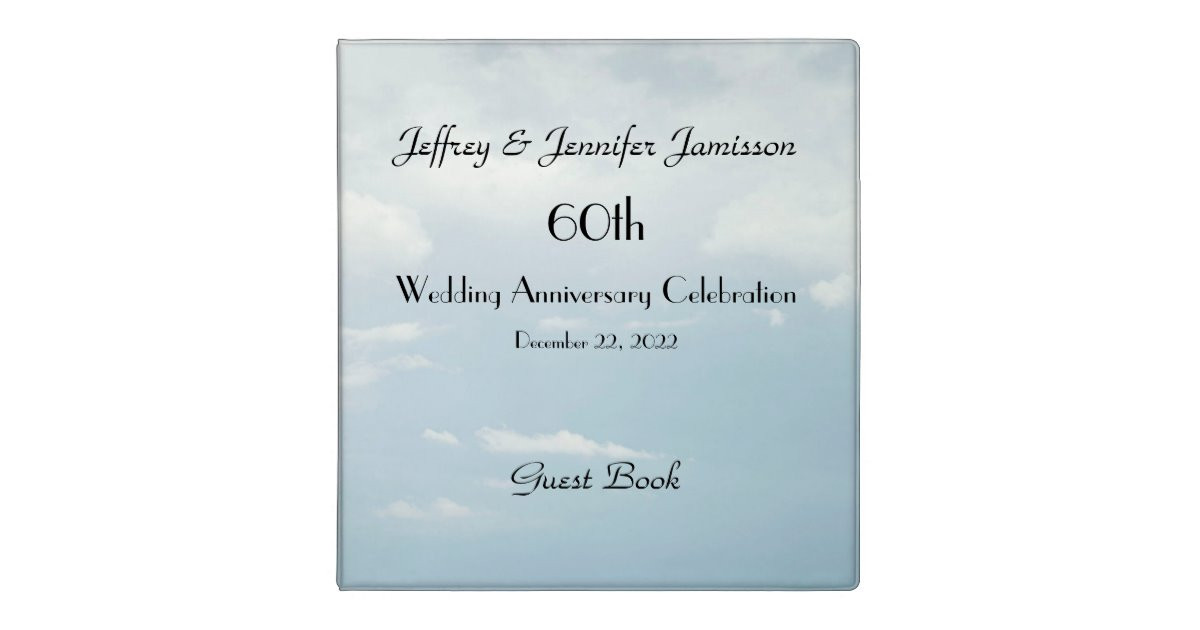 60th Wedding Anniversary Guest Book
 60th Wedding Anniversary Guest Book Pale Sky Binder