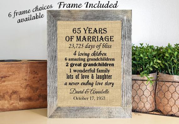 65Th Wedding Anniversary Gift Ideas
 FRAMED 65th Wedding Anniversary Gift 65th Anniversary