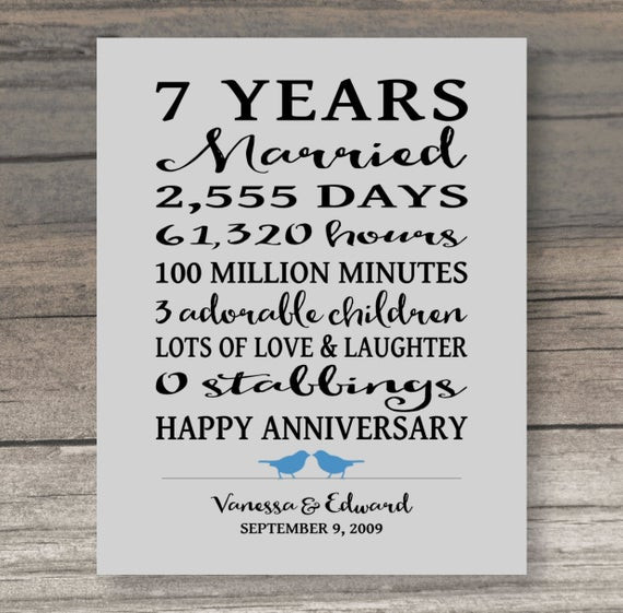 7 Year Anniversary Quotes
 7 Year ANNIVERSARY GIFT Funny Anniversary Gift for Spouse Art