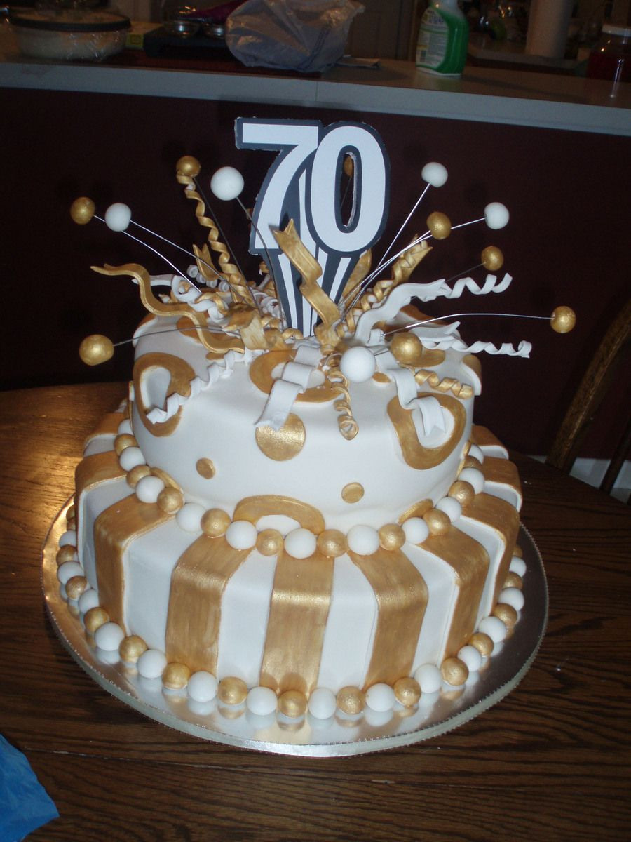 70 Birthday Cakes
 70Th Birthday Cake fondant covered white cakeplease let me