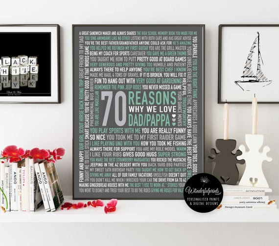 70 Birthday Gift
 70 REASONS We Love Dad 70th Birthday Gift For HIM For