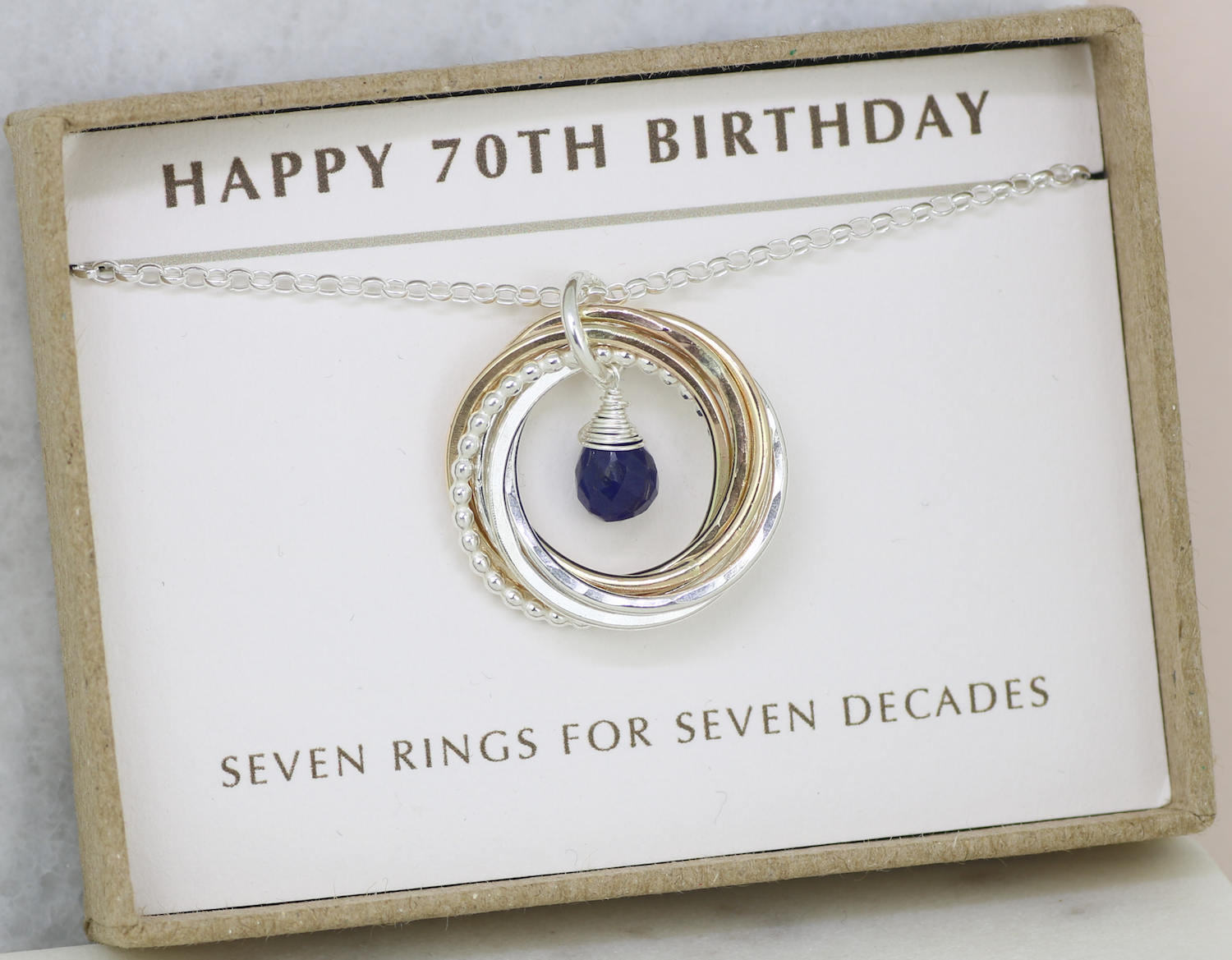 70 Birthday Gift
 70th birthday t blue sapphire necklace September