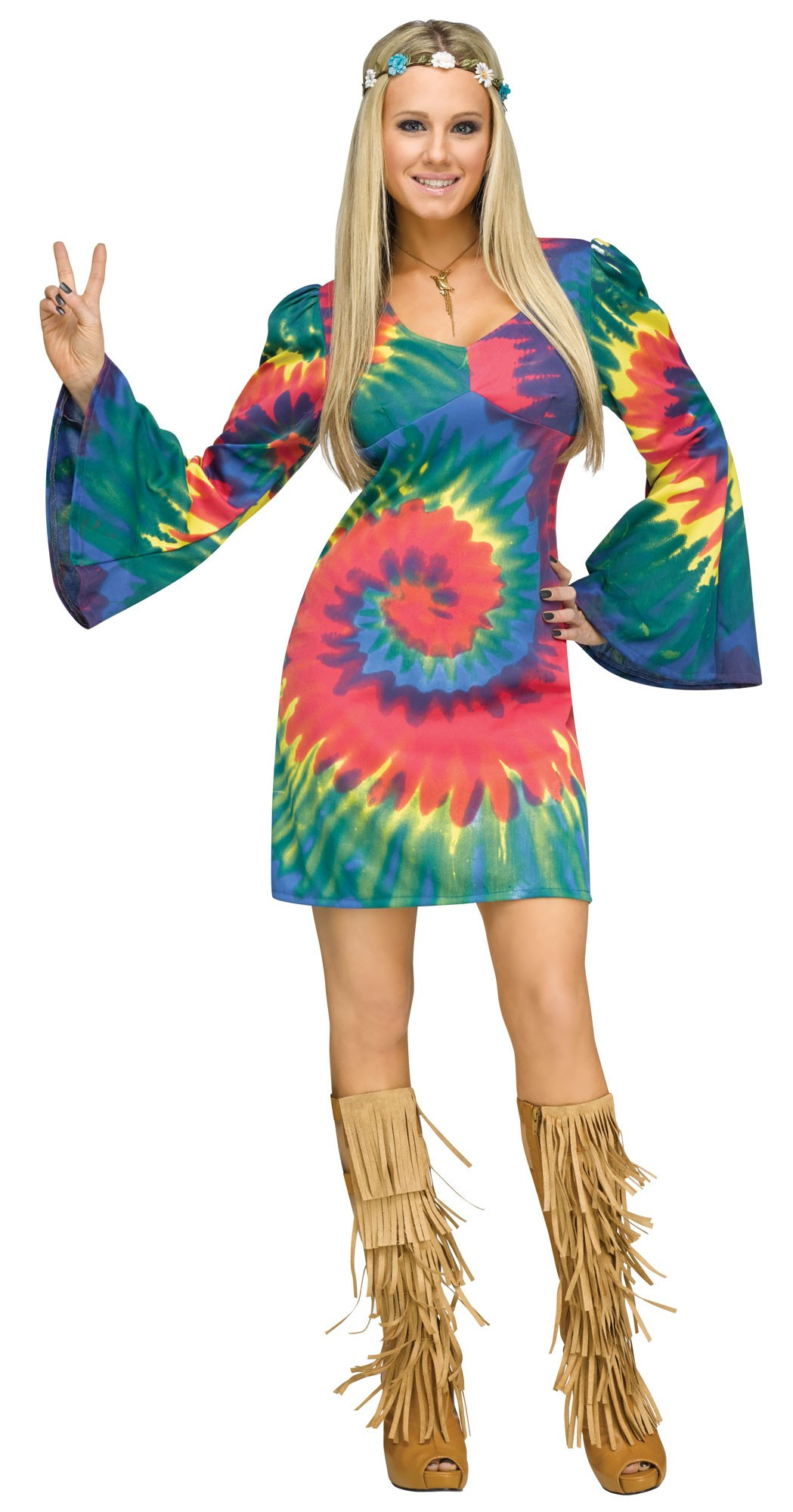 70S Flower Child Fashion
 Groovy Gal Tye Dye Women s Costume Swirl Hippie 60s 70s