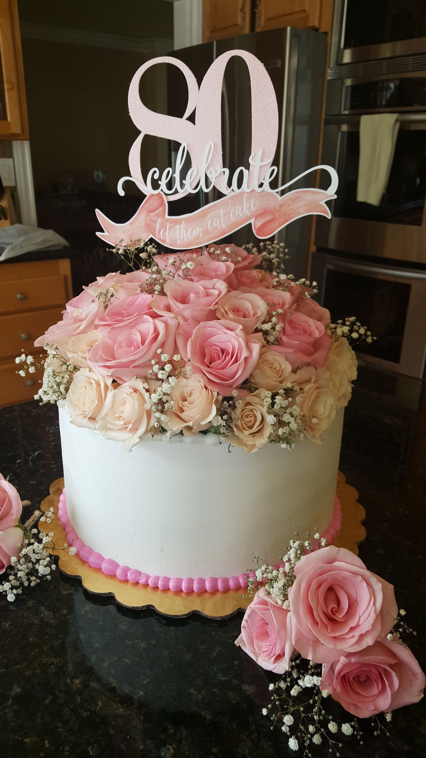 80th Birthday Cakes
 80th birthday cake with fresh flower topper in 2019