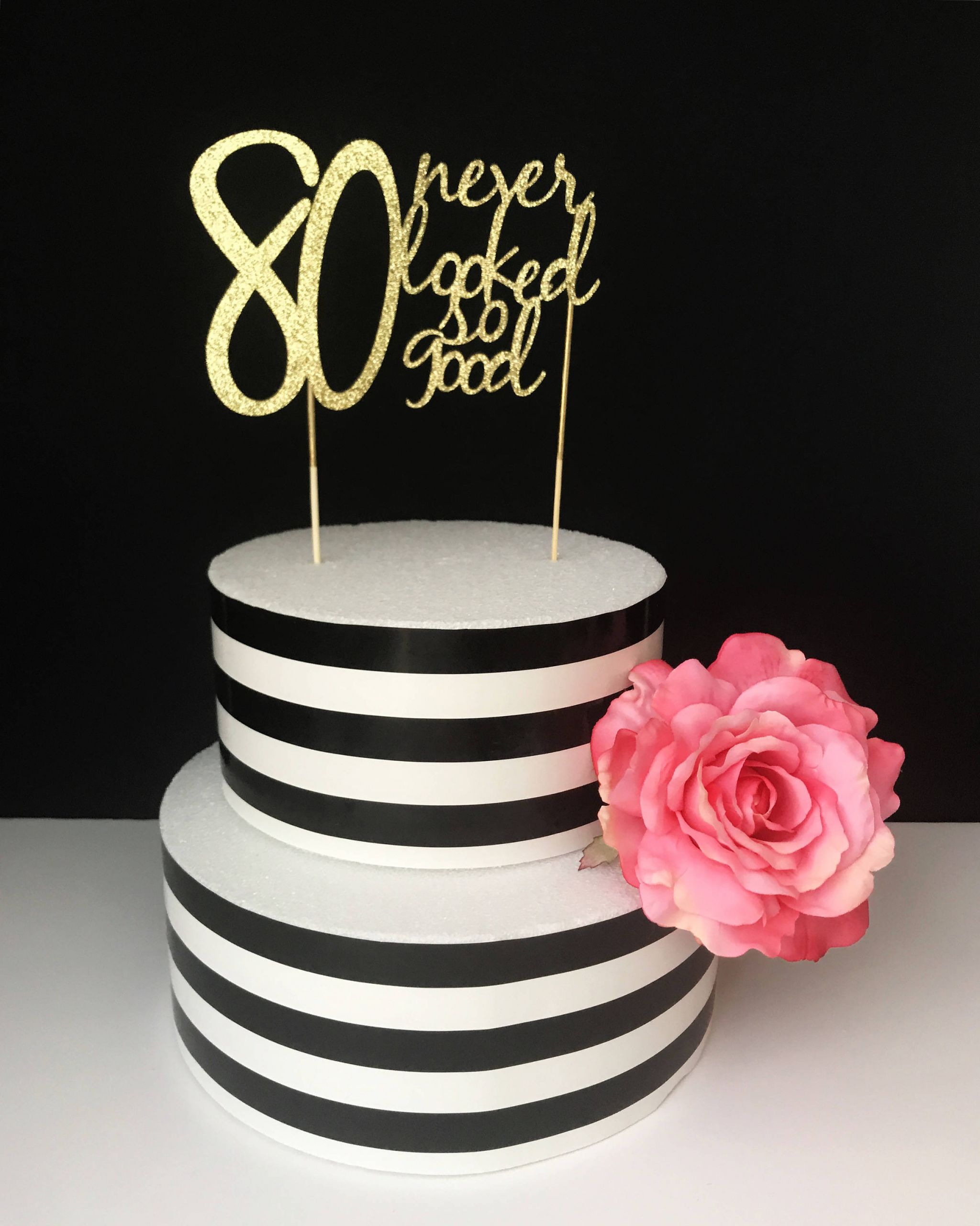 80th Birthday Cakes
 Gold 80th birthday Cake Topper 80 never looked so good