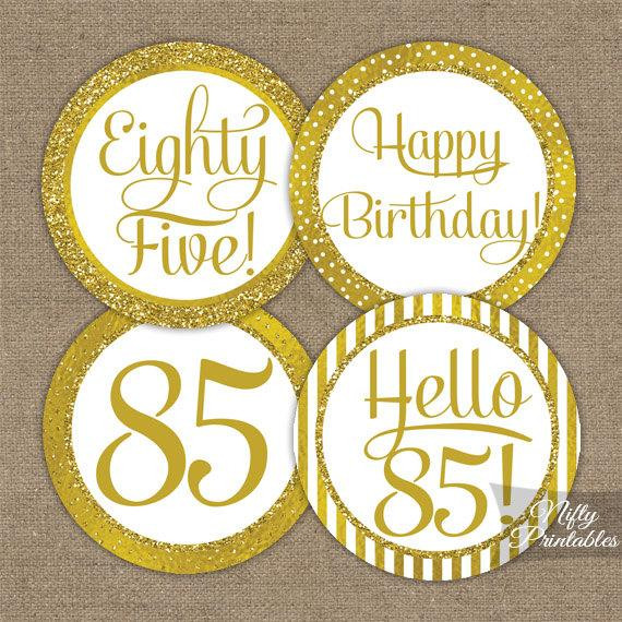 85th Birthday Decorations
 85th Birthday Cupcake Toppers Gold 85th Birthday Toppers