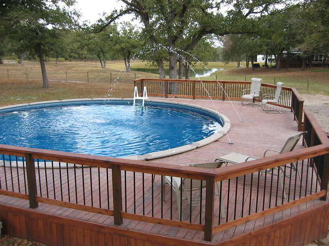 Above Ground Pool Deck
 Ground Pool Deck Jets and Dark Blue Liner LaVernia