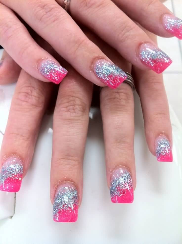 Acrylic Nails With Glitter
 60 Best Pink Acrylic Nail Art Designs