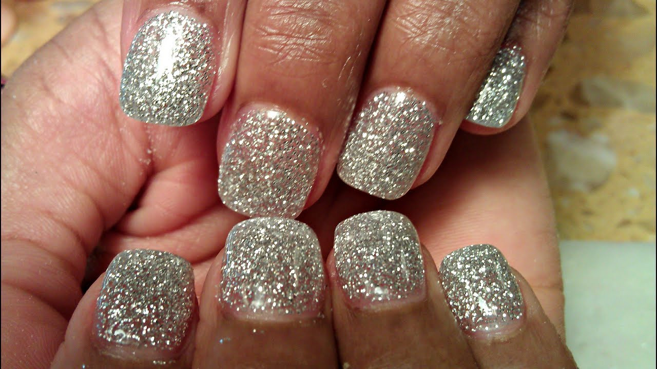 Acrylic Nails With Glitter
 HOW TO SILVER GLITTER COLOR ACRYLIC NAILS TUTORIALS