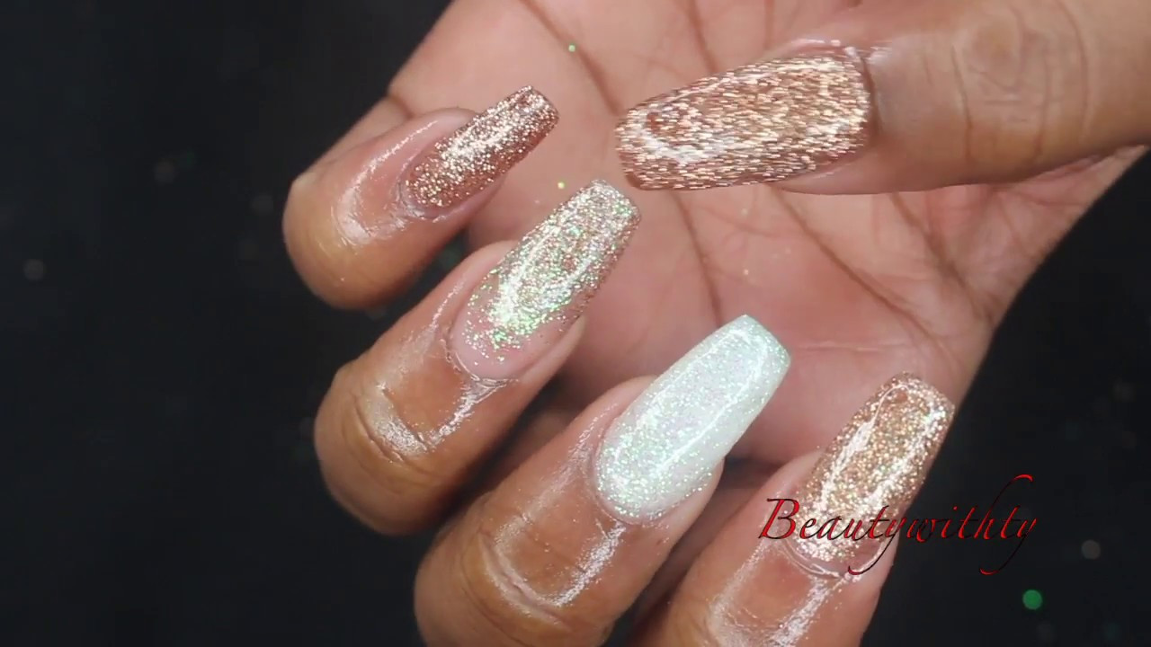 Acrylic Nails With Glitter
 HOW TO DIY Glitter Acrylic Nails